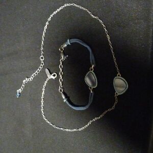 Lia Sophia Signed Abalone/mother Of Pearl And Crystal Bracelet with Chain